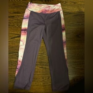 Tek Gear Purple Workout Leggings with Tie-Dye Trim